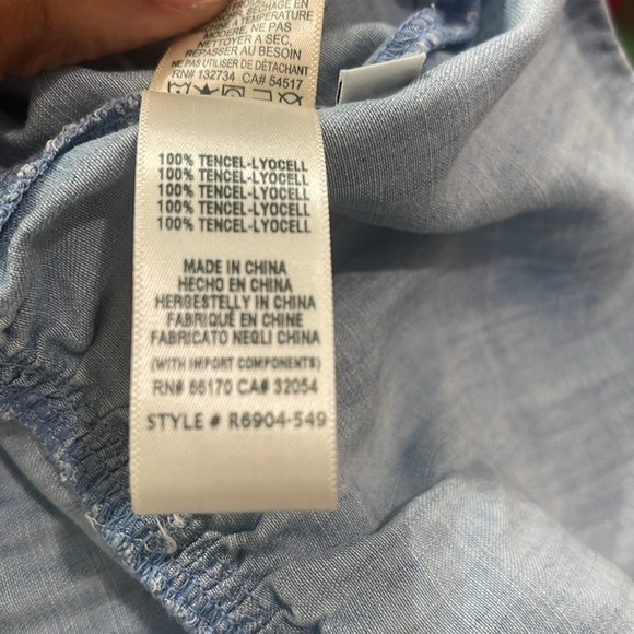 Cloth & Stone Gathered Tie Waist Ruffle Skirt Chambray Dress XS - Picture 10 of 11